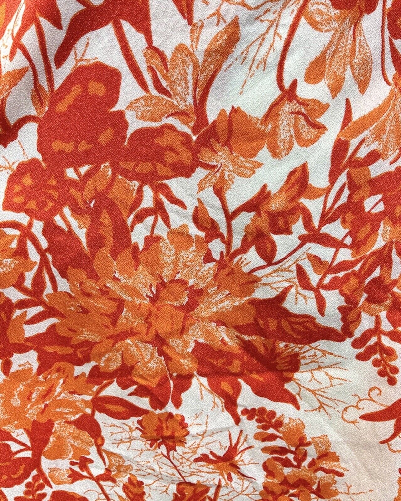 VINTAGE 60s 70s ORANGE RED WHITE FLORAL PSYCHEDELIC BELTED SHIRT DRESS 12 14