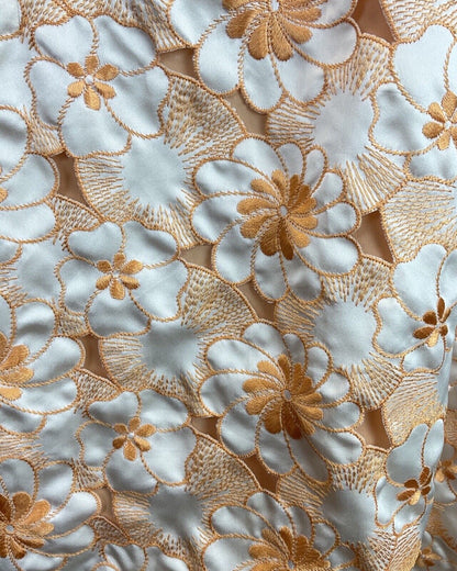 VINTAGE 60s STYLE 90s ORANGE WHITE FLORAL EMBROIDERED CUT-OUT MOD DRESS 6 8