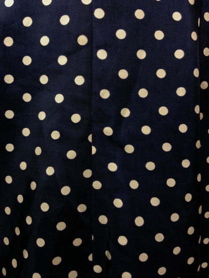 VINTAGE 60s 70s NAVY BLUE WHITE POLKA-DOT RUFFLED SLEEVELESS MOD DRESS 10 12