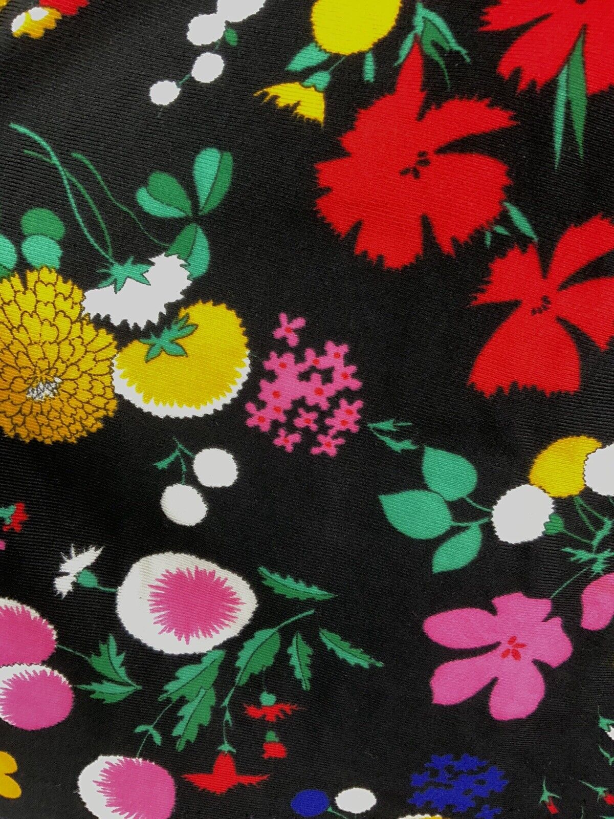 VTG 60s 70s BLACK YELLOW GREEN PINK FLORAL PSYCHEDELIC BELL SWING DRESS 12 14