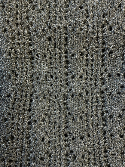 VINTAGE 60s 70s SILVER CROCHETED DISCO PARTY KNIT CROPPED VEST TOP 14 16