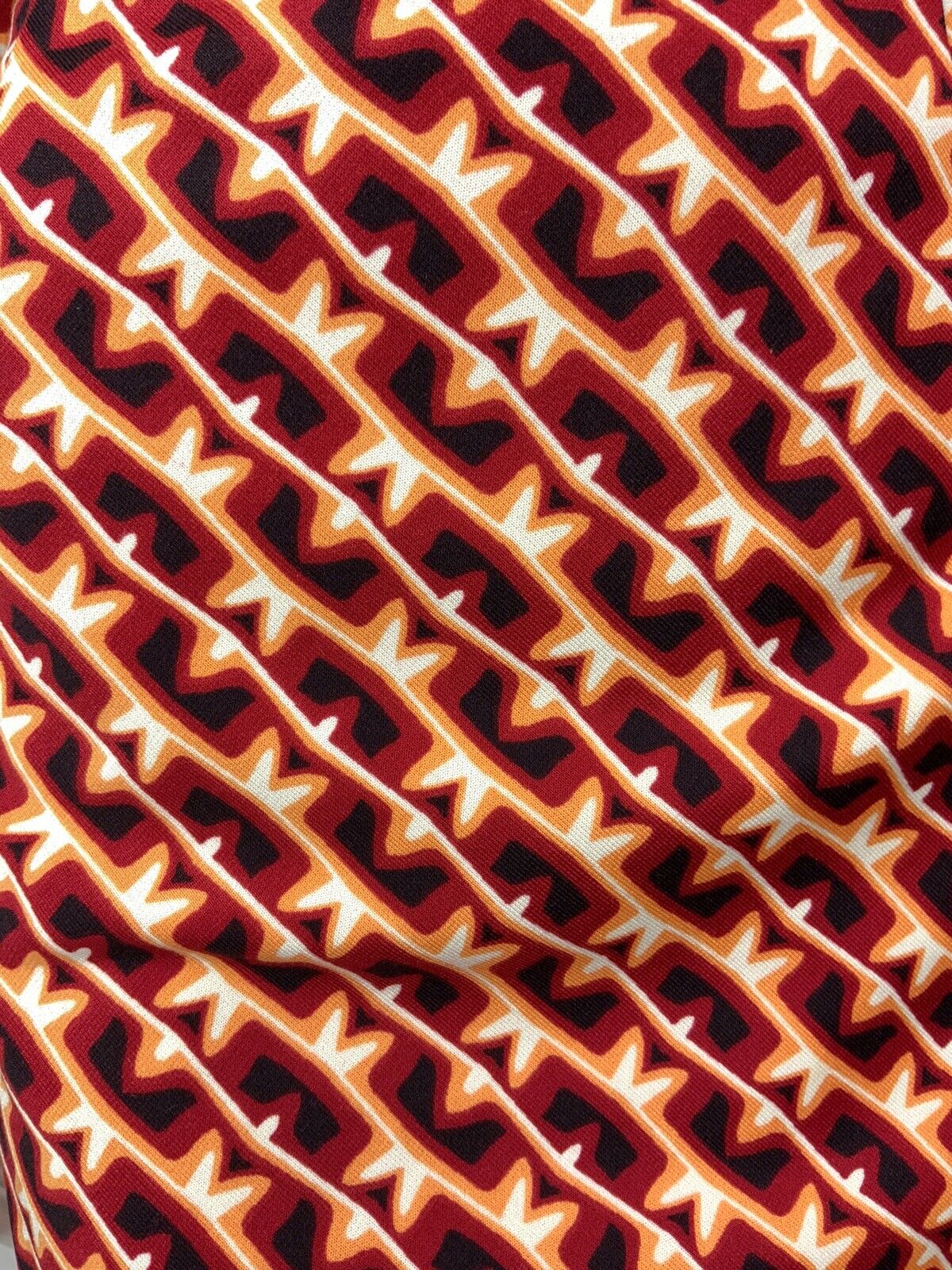 VINTAGE 60s 70s RED ORANGE BLACK STRIPED PSYCHEDELIC SKATER DRESS 12 14