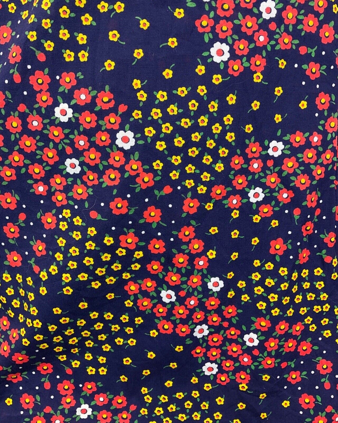 VINTAGE 60s 70s BLUE RED YELLOW DITSY FLOWER SLEEVELESS SUMMER DRESS 10 12