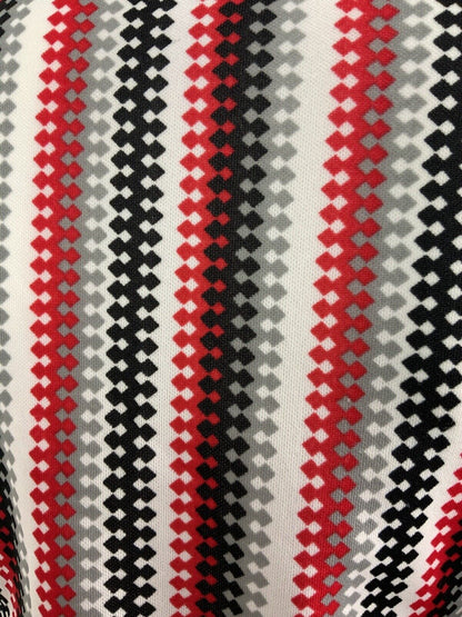 VTG 60s 70s WHITE SILVER BLACK RED STRIPED MOD DAGGER COLLAR SHIRT DRESS 12 14
