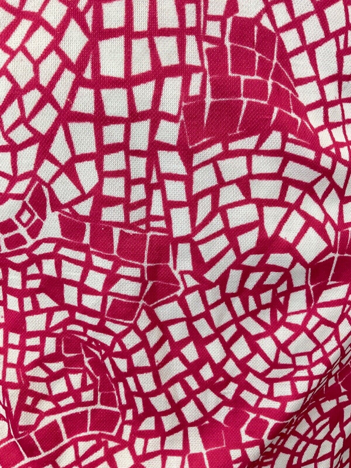 VINTAGE 60s 70s PINK WHITE PSYCHEDELIC GEOMETRIC MOD SHORT SHIRT DRESS 10 12