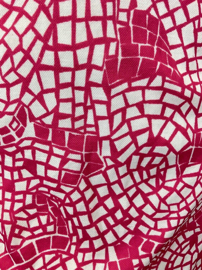 VINTAGE 60s 70s PINK WHITE PSYCHEDELIC GEOMETRIC MOD SHORT SHIRT DRESS 10 12