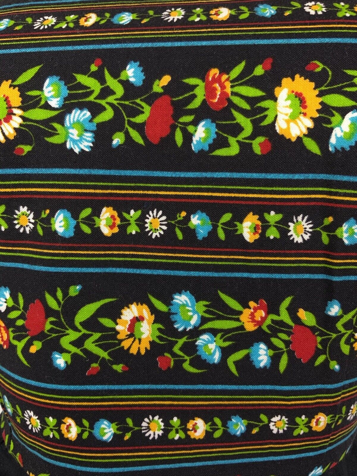 VINTAGE 60s 70s BLACK GREEN RED FLORAL GYPSY STRIPED SLEEVELESS DRESS 8