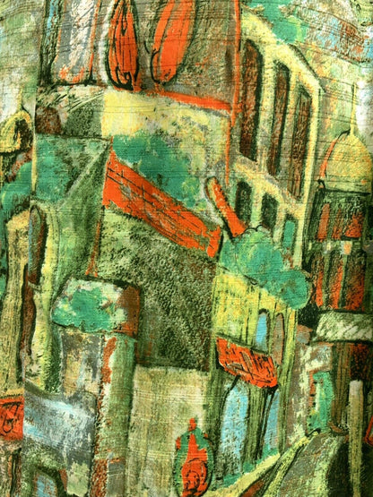 VINTAGE 60s 70s GREEN ORANGE BLUE ABSTRACT ARCH WING COLLAR SHIFT DRESS 14