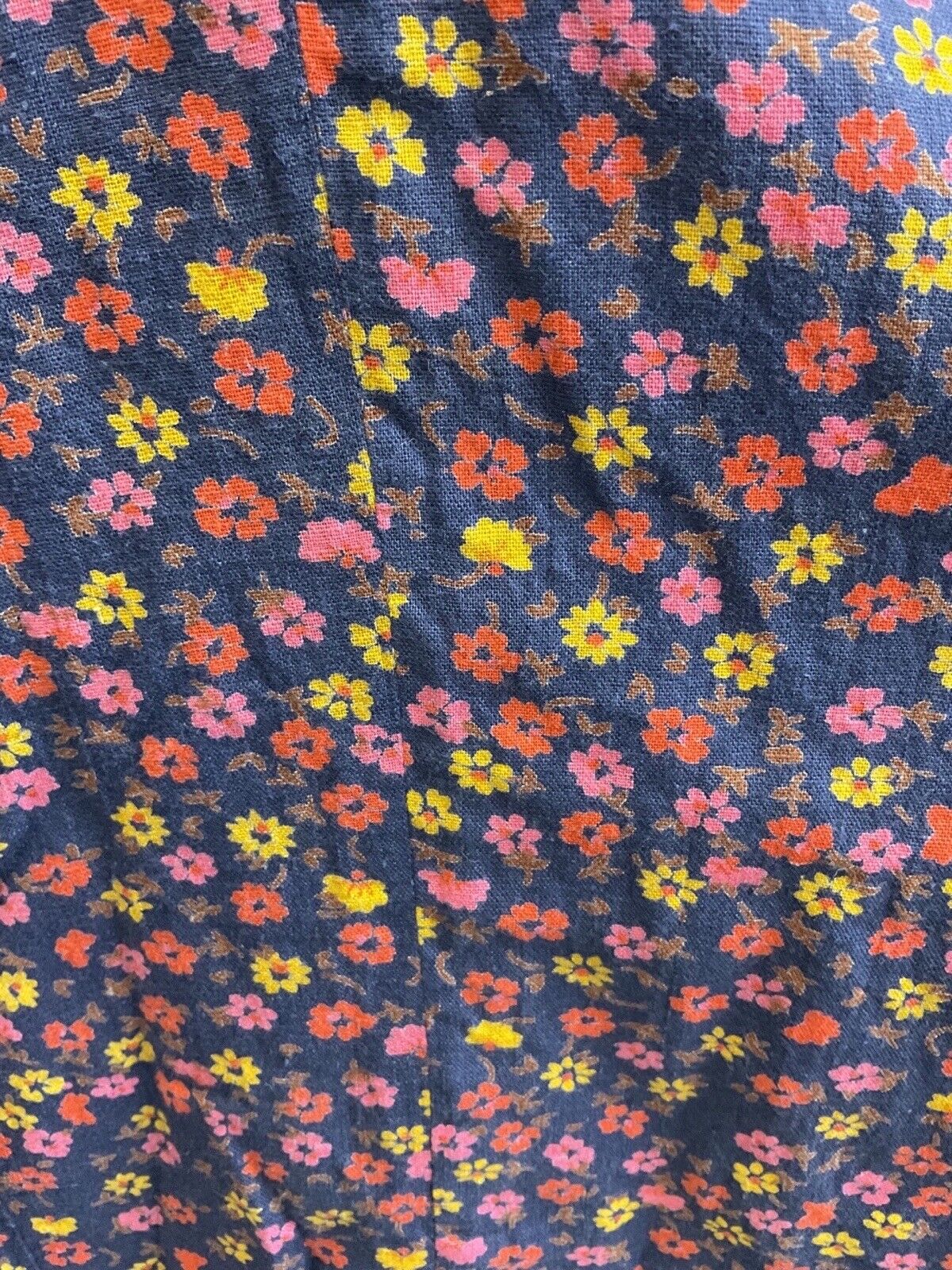 VINTAGE 60s 70s BLUE PINK YELLOW DITSY FLORAL PRAIRIE BOHO MAXI DRESS 10 12