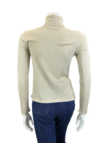 VTG 60S 70S BOHEMIAN COOL GOLD LONG SLEEVE SPARKLY TURTLENECK TOP 6