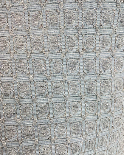 VINTAGE 60s 70s BABY BLUE SILVER GEOMETRIC CHECKED MOD PARTY SHORT DRESS 14