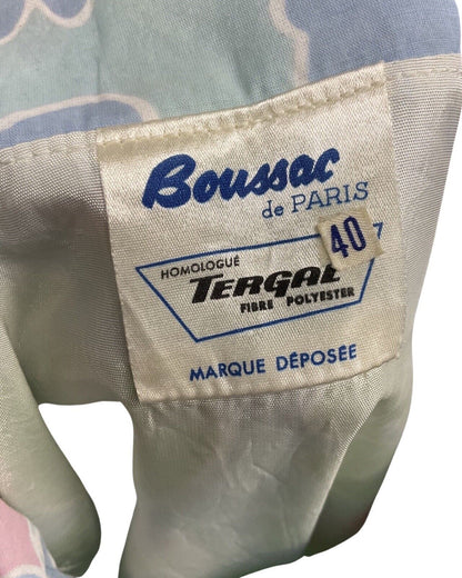 VTG 60s 70s BLUE GREEN PINK FLORAL DROP-WAIST PLEATED DAGGER SHIRT DRESS 10 12