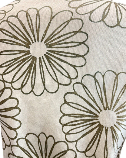 VINTAGE 60s 70s CREAM GOLD FLORAL MOD SHIRT SCOOTER DRESS 10 12