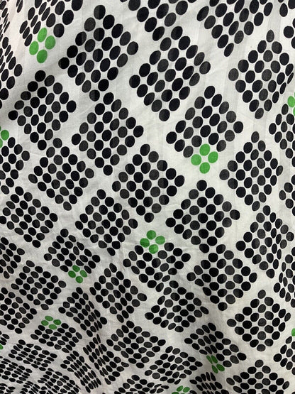 VINTAGE 60s 70s WHITE BLACK GREEN GEOMETRIC DOTTY WING COLLAR MOD SHIRT DRESS 8