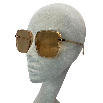 LIGHT BROWN OVERSIZED SQUARE VINTAGE STYLE 70s SUNGLASSES