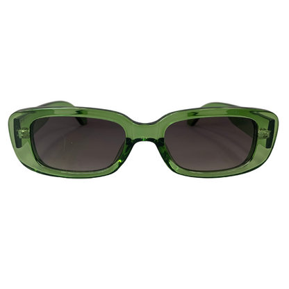 GREEN RECTANGLE VINTAGE STYLE 60s SUNGLASSES