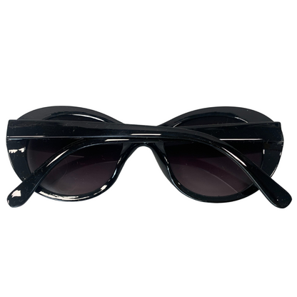 BLACK ROUND OVAL VINTAGE STYLE 60s 70s SUNGLASSES