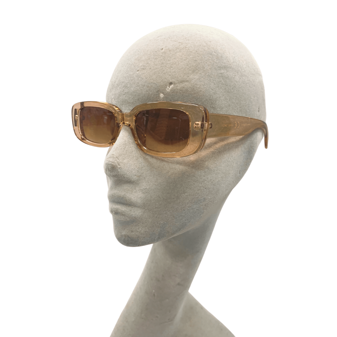 PEACH / BROWN RECTANGLE VINTAGE STYLE 60s SUNGLASSES