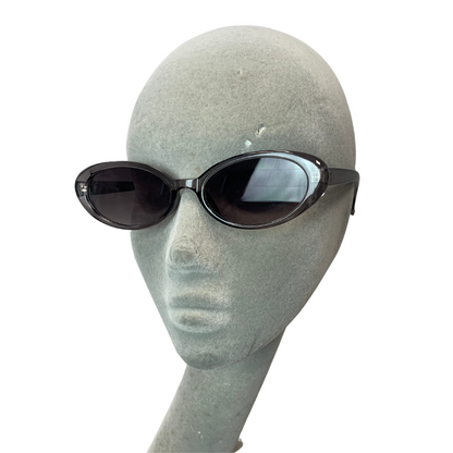 GREY ROUND OVAL VINTAGE STYLE 60s SUNGLASSES