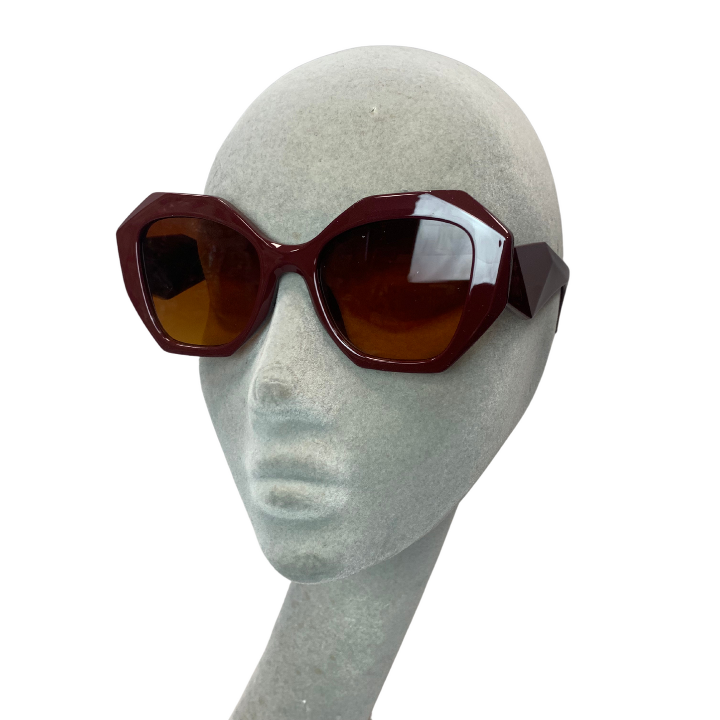 WINE RED OVERSIZED SQUARE GEOMETRIC VINTAGE STYLE 70s SUNGLASSES