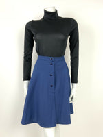 VINTAGE 60s 70s NAVY BLUE COTTON MOD FLARED CIRCLE SKIRT 8