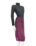 VINTAGE 60s 70s PURPLE BLACK GLITTER DISCO PARTY SHEER KNEE-LENGTH SKIRT 8 10