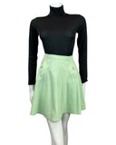 VINTAGE 60s 70s MINT GREEN CREAM MOD MINI A-LINE SKIRT 4