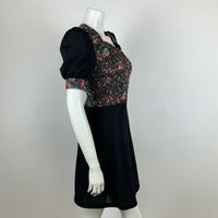 VINTAGE 70S SHIRRED FLOWER MULTI COLOURED GLITTER DRESS 4 6