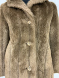 VINTAGE 60s 70s BROWN FAUX FUR STRIPED STUDIO 54 GLAM BOHO COAT 8 10 12