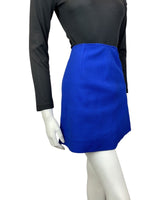 VINTAGE 60s 70s BRIGHT BLUE MOD MINI A-LINE SKIRT 6 8