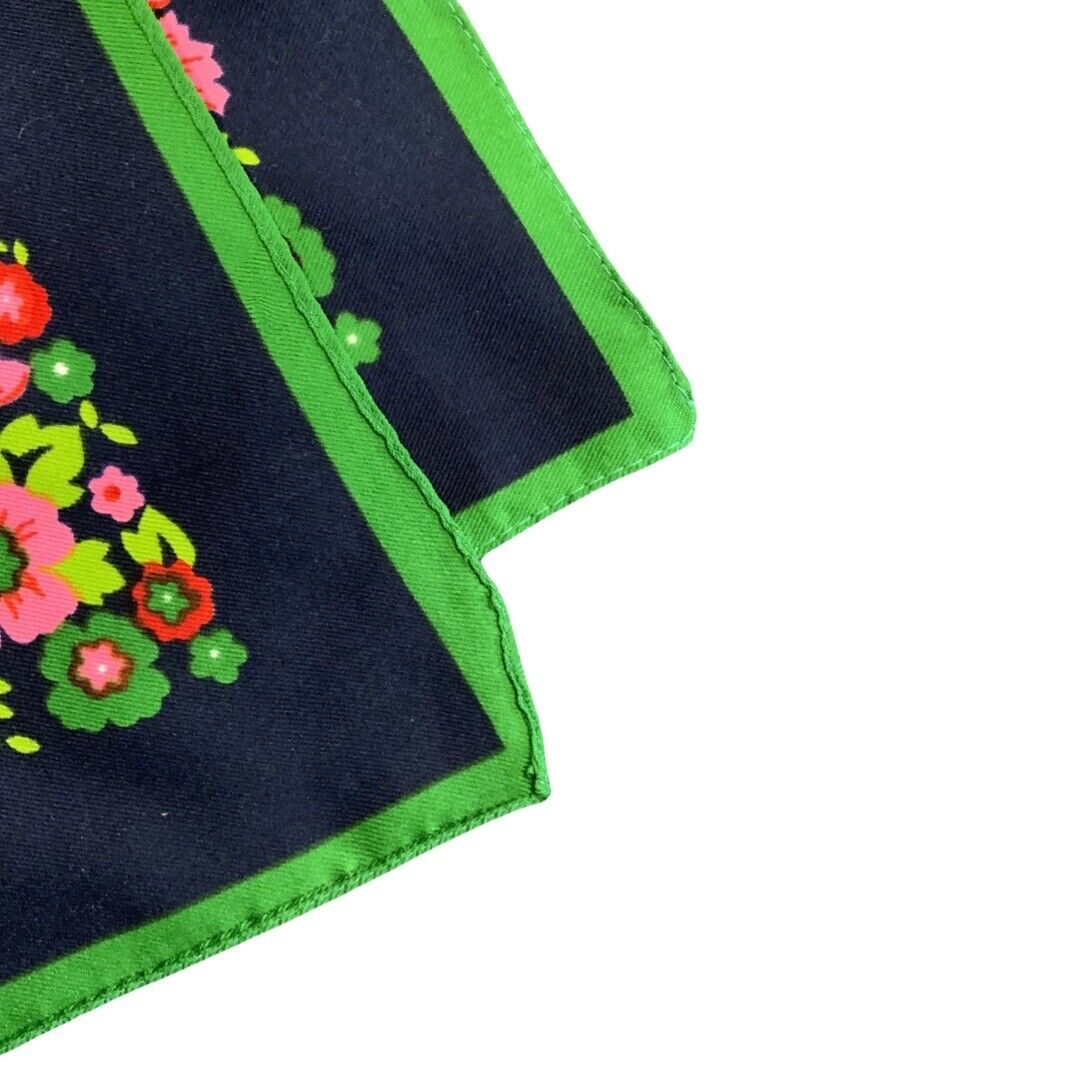 VINTAGE 60s 70s GREEN PINK RED BLUE FLORAL FLOWER POWER SCARF