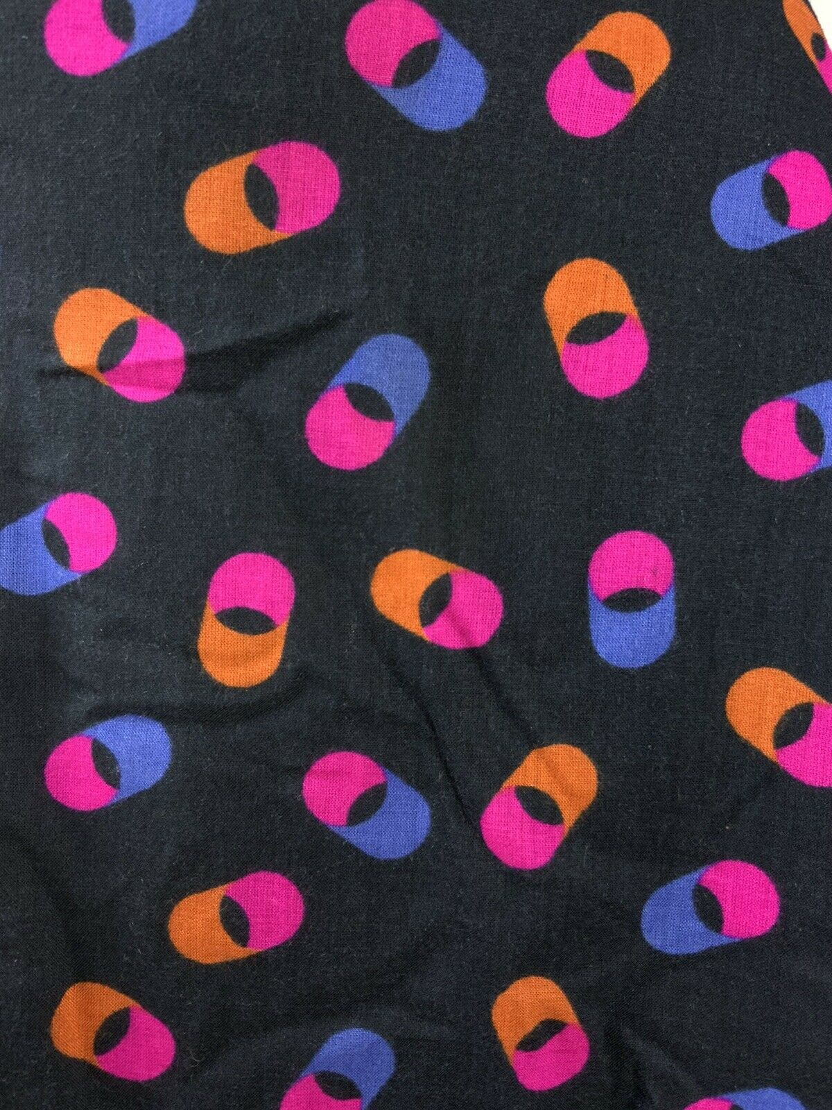 VINTAGE 60s 70s BLACK PINK ORANGE BLUE GEOMETRIC HIPPY DAGGER COLLAR DRESS 8 10