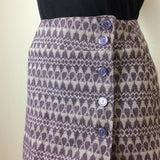 ORIGINAL VTG 60s PURPLE BUTTON UP MINI SKIRT SZ 8