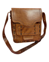 VINTAGE 60s 70s TOFFEE BROWN BOHO MOD MESSENGER SHOULDER BAG