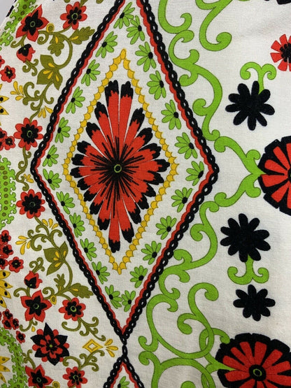 VINTAGE 60s 70s LIME GREEN ORANGE BLACK YELLOW WHITE PSCHEDELIC DRESS 8 10