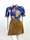 VTG 60s 70s BLUE ORANGE PURPLE GREEN ABSTRACT MOD PSYCHEDELIC DAGGER SHIRT 10 12