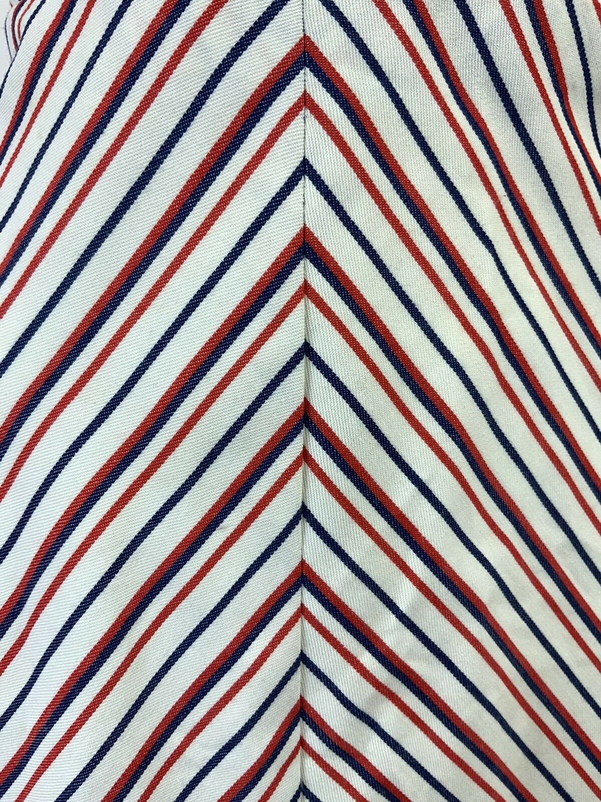 VINTAGE 60s 70s WHITE RED BLUE STRIPED MOD HALTER MINI DRESS 4 6