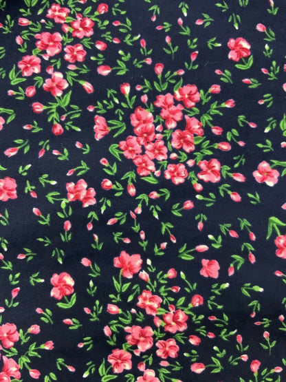 VINTAGE 60s 70s NAVY BLUE RED PINK GREEN DITSY FLORAL ROSE SHIRT 10 12