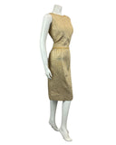 VINTAGE 60s 70s GOLD TEXTURED MOD MINI DISCO PARTY CHRISTMAS EVENING DRESS 12