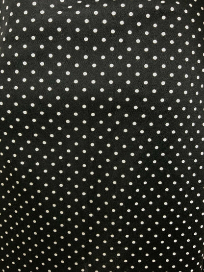 VINTAGE 60s 70s BLACK WHITE POLKA-DOT MOD BELTED MIDI WIGGLE DRESS 10 12