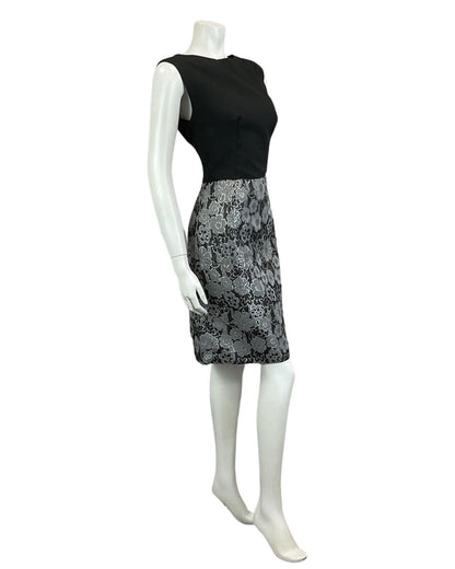 VINTAGE 60s 70s BLACK SILVER FLORAL MOD MIDI PARTY CHRISTMAS EVENING DRESS 16