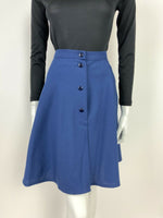 VINTAGE 60s 70s NAVY BLUE COTTON MOD FLARED CIRCLE SKIRT 8