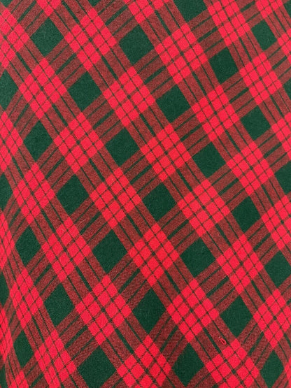 VINTAGE 60s 70s RED GREEN TARTAN CHECKED WINGED COLLAR PLAID FLARED DRESS 8 10