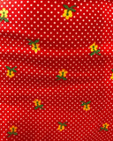 VINTAGE 60s 70s RED WHITE YELLOW POLKA-DOT DAISY FLOWER MIDI A-LINE SKIRT 8 10