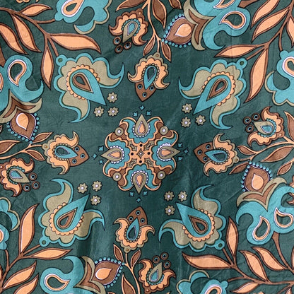 VINTAGE 60s 70s GREEN, BEIGE, BROWN, SCARF FLOWER POWER, PAISLEY, PSYCHEDELIC