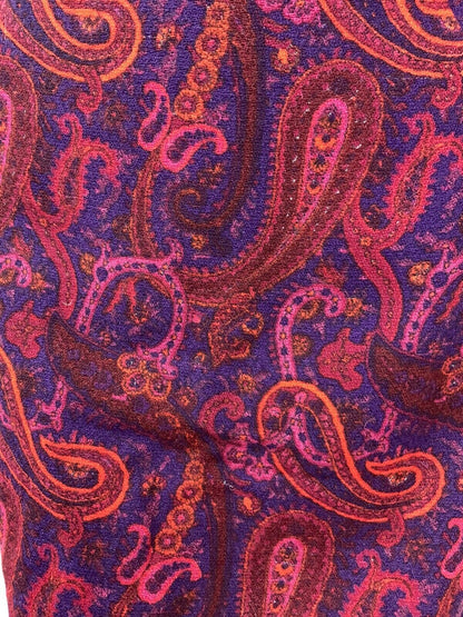 VTG 60s 70s PURPLE PINK ORANGE FLORAL PAISLEY CHELSEA COLLAR SHIFT DRESS 14 16