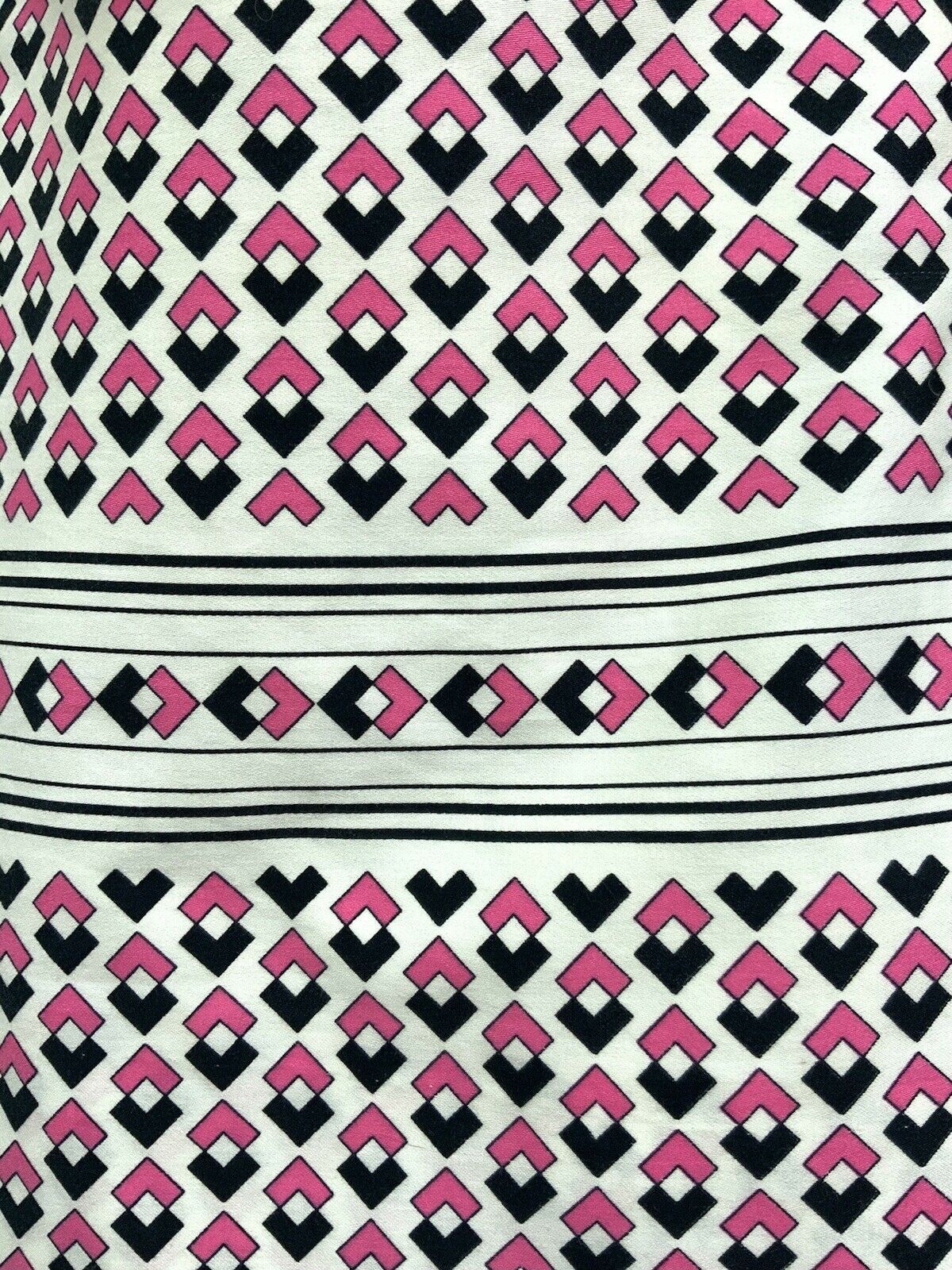 VINTAGE 60s 70s WHITE PINK BLACK GEOMETRIC SQUARE MIDI DRESS 14 16