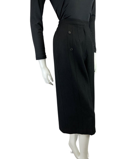 VINTAGE 60s 70s BLACK MOD WOOL CULOTTES CROPPED TROUSERS 8