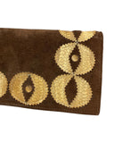 VINTAGE 60s 70s BROWN CREAM SUEDE LEATHER SNAKESKIN MOD CLUTCH BAG