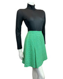 VINTAGE 60s 70s APPLE GREEN WHITE PINK GRID CHECKED GEOMETRIC PLEATED SKIRT 8